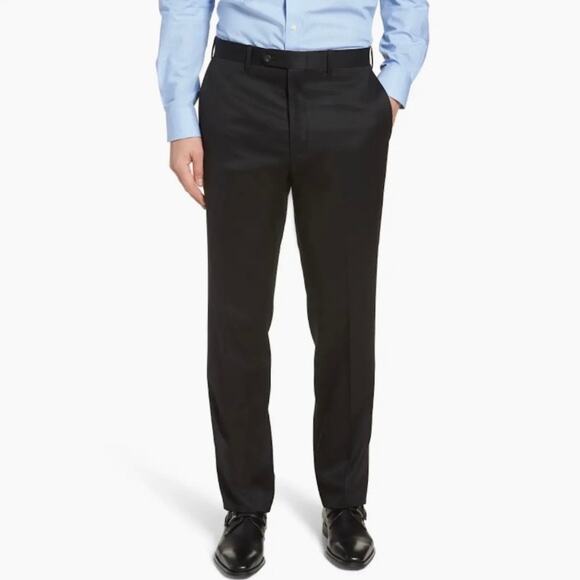 JWN Men’s John W. Nordstrom Torino Classic Fit Black Wool Italian Dress Pants 40 - Picture 1 of 11